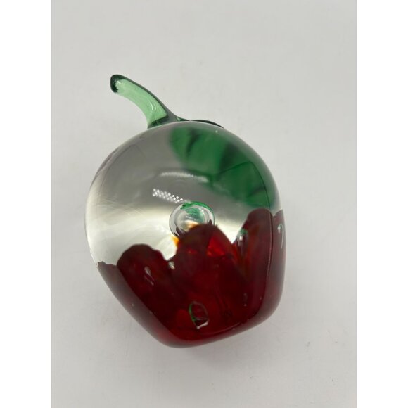Vintage St. Clair Art Glass Apple Paperweight Fruit Paperweight Signed 4" Great - Picture 3 of 7